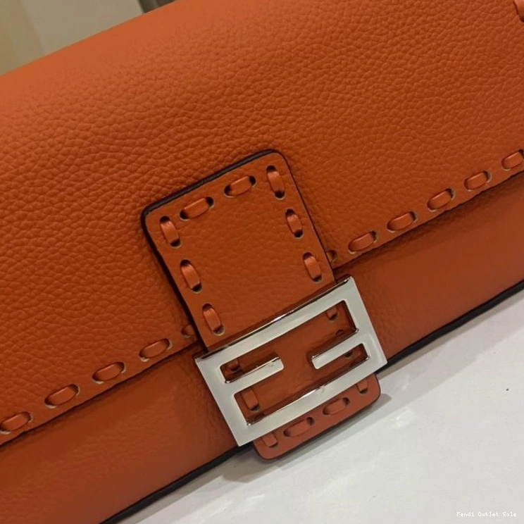 Cheap Selleria Cuoio Bag Fendi Baguette Medium In Romano Orange Leather 0720